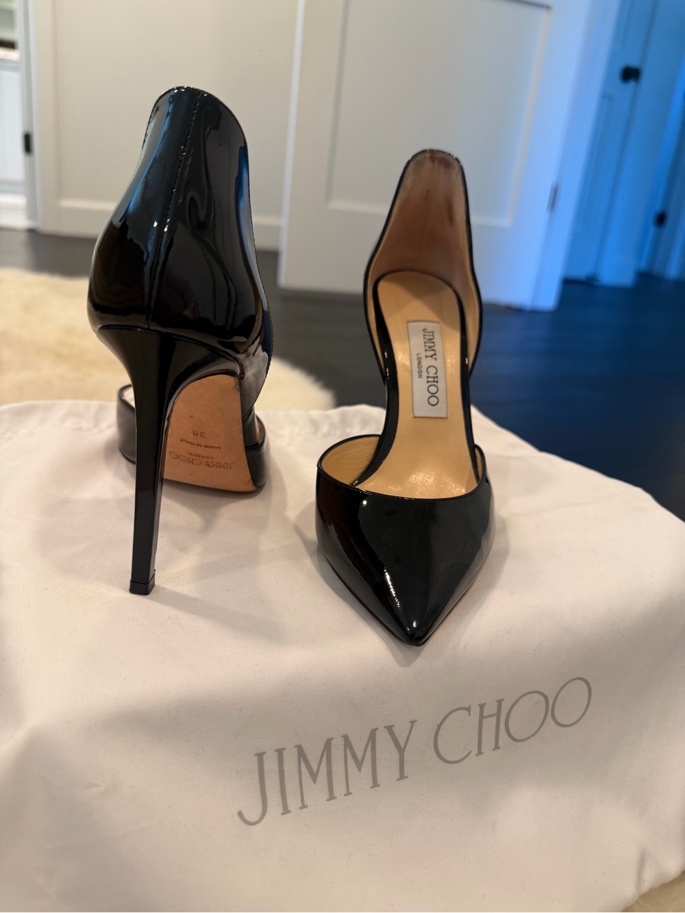 Jimmy Choo Black Patent Leather Pointed Toe Stilettos - Picture 5 of 6